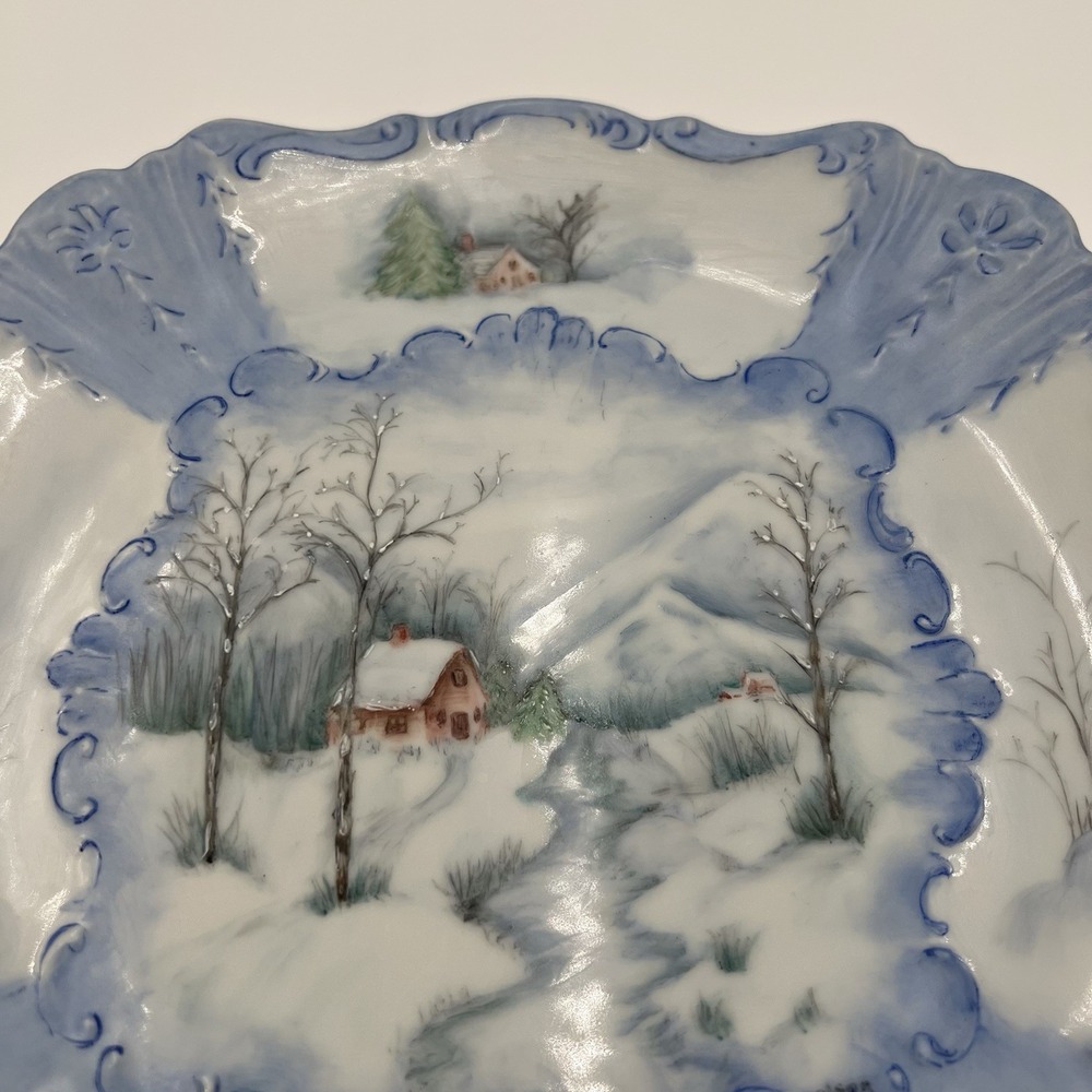 Vintage Hand Painted Winter Scene Decorative Plate Signed 1976 - Picture 8 of 14